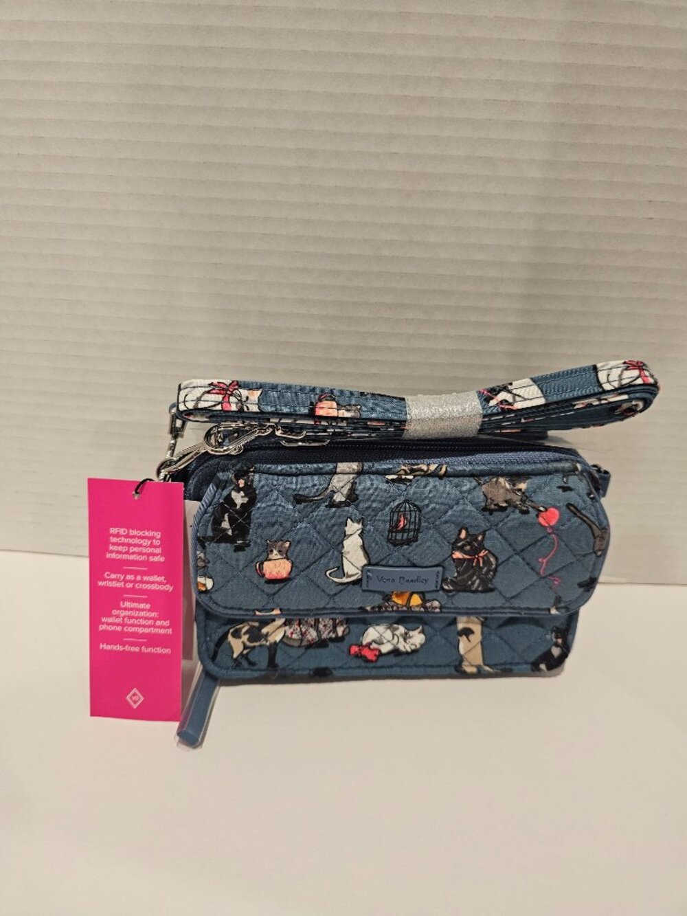 NWT Vera Bradley Iconic RFID All in One Crossbody Cat's Meow Wristlet Wallet - Picture 10 of 11